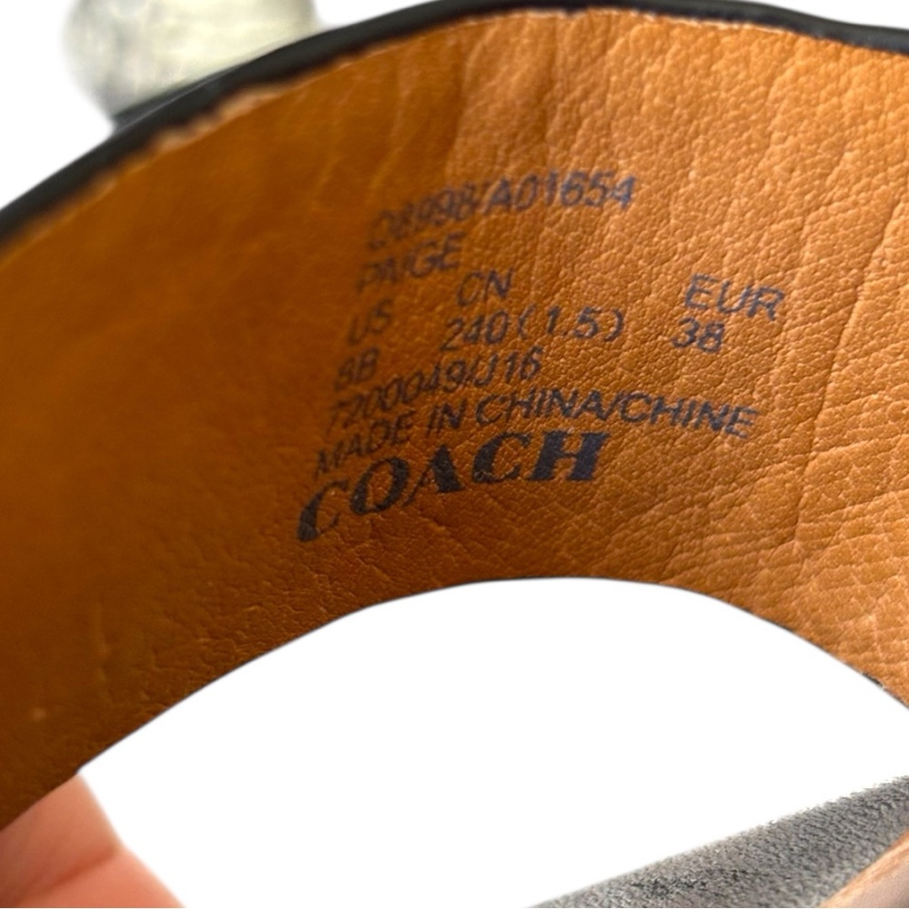 Coach Paige Leather 3” block Heel Open Toe Black snakeskin pattern | Size 8 B - Picture 14 of 14